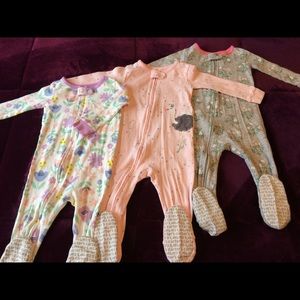 Set of 3 Carter’s Footed Pajamas - Girls 12 months